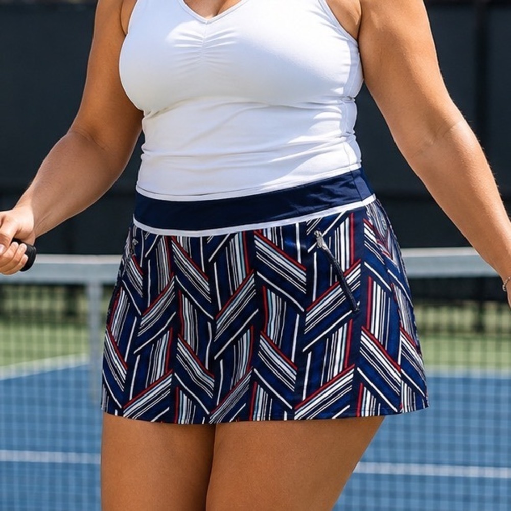 Tail Activewear Womens Blue Geometric Chevron Tennis Skort Skirt Size Large A10
